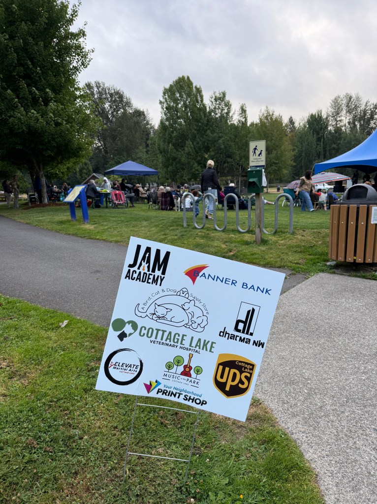 Sponsor Sign display on night of Music in the Park performances