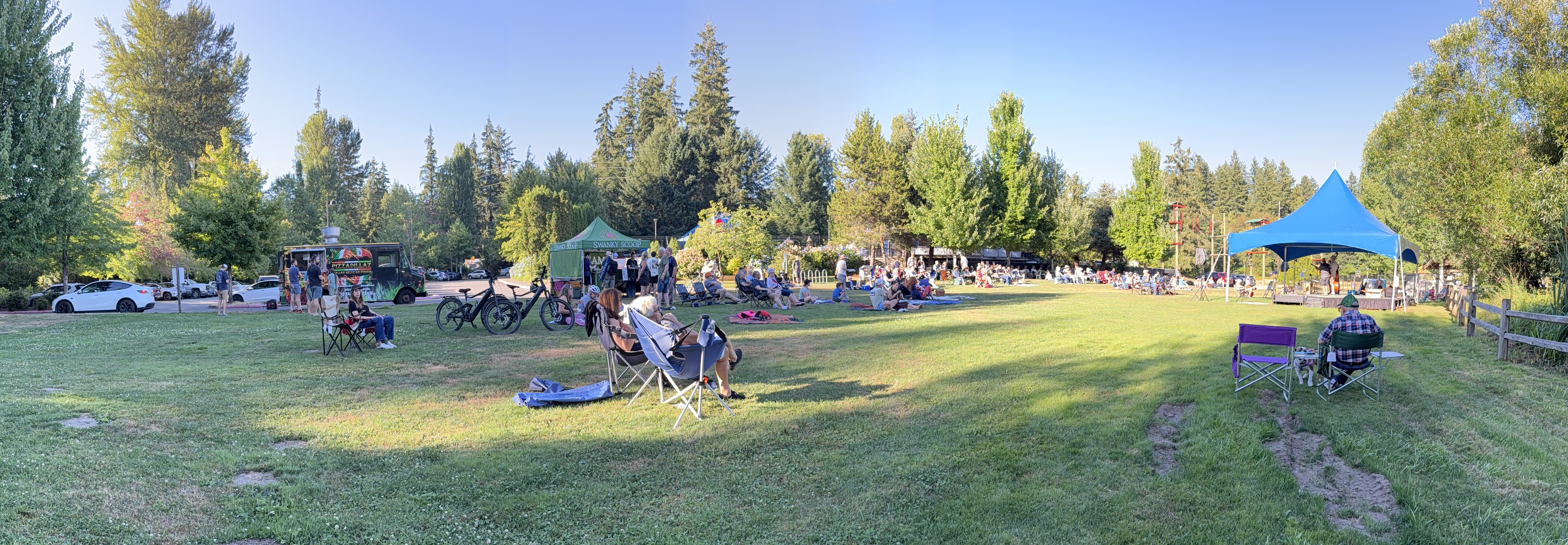 July 30, 2026 Music in the Park at Cottage Lake people listening to Stillwater Hill